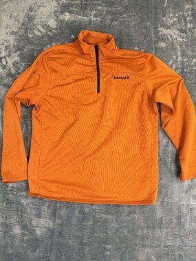 Timberland Mens Orange 1/4 Zip Pullover Sweatshirt L Long Sleeve Activewear